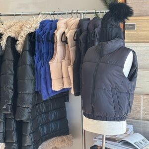 Women's Black Puffer Vest new with tags black,blue, khaki